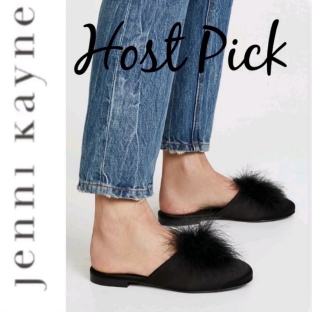 Jenni Kayne Black Feathered Mules